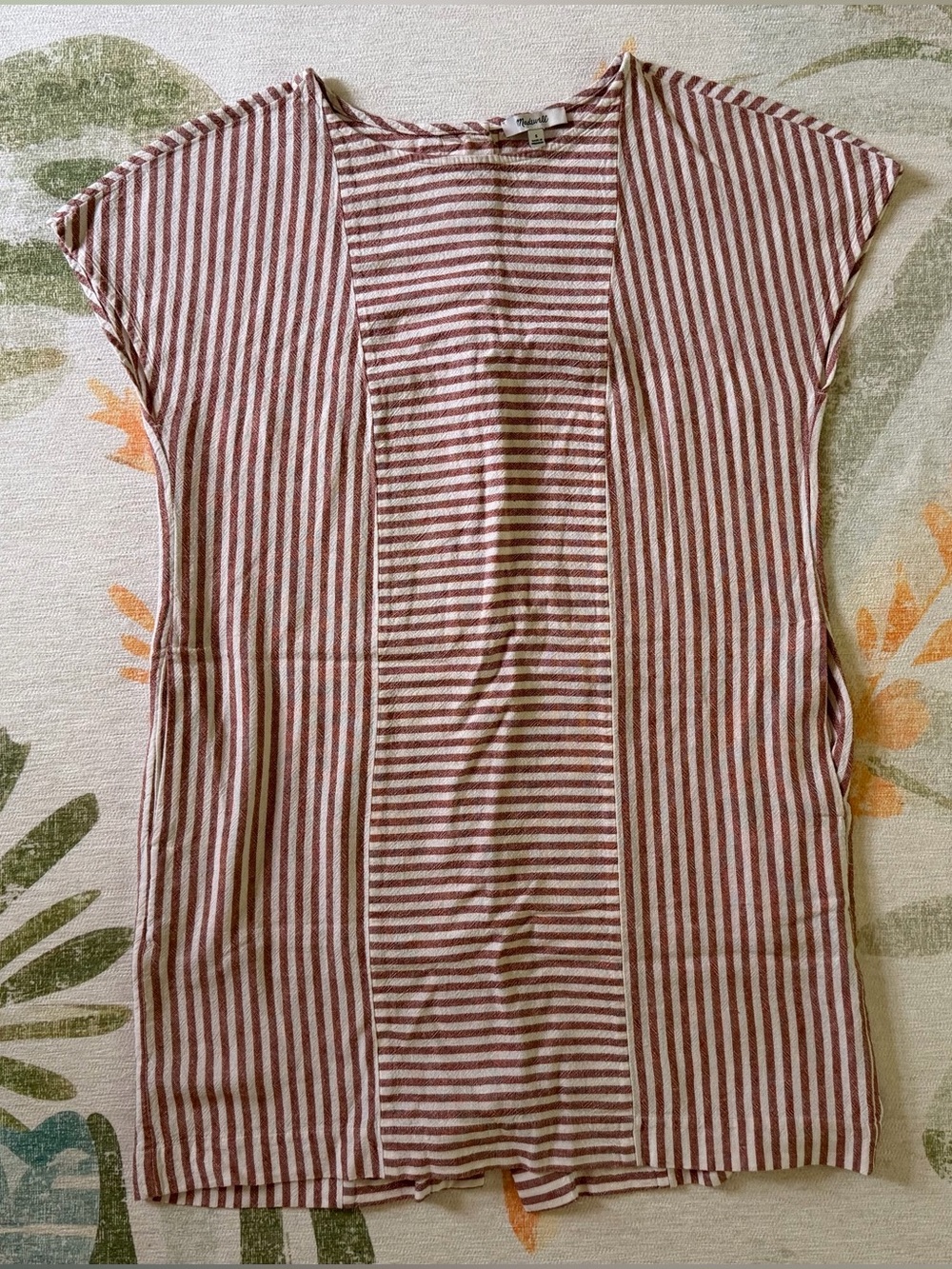 Madewell Red Striped Linen Blend Dress - Size Small